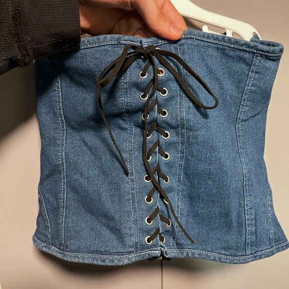 Jean Corset Zip Up Top - Picture 4 of 6